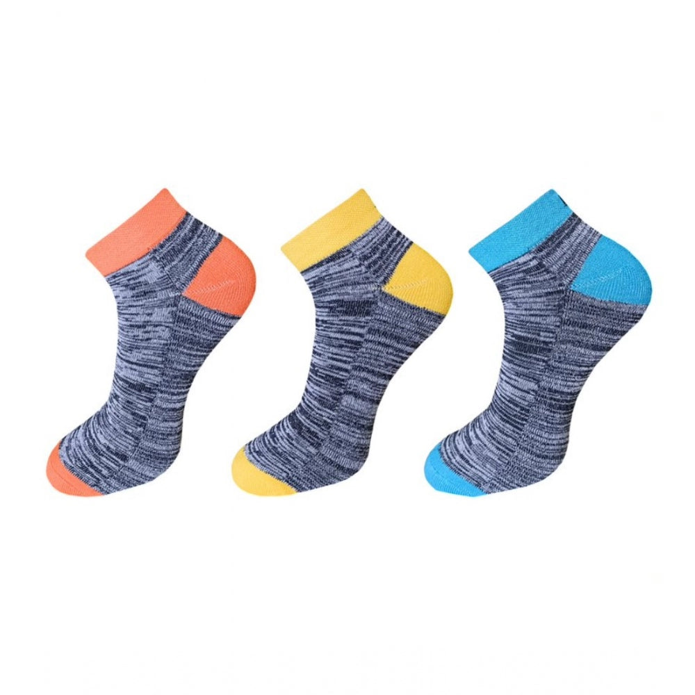 Generic 3_Pair Set Unisex Casual Cotton Ribbed Ankle Length Socks (Multicolor) Main image