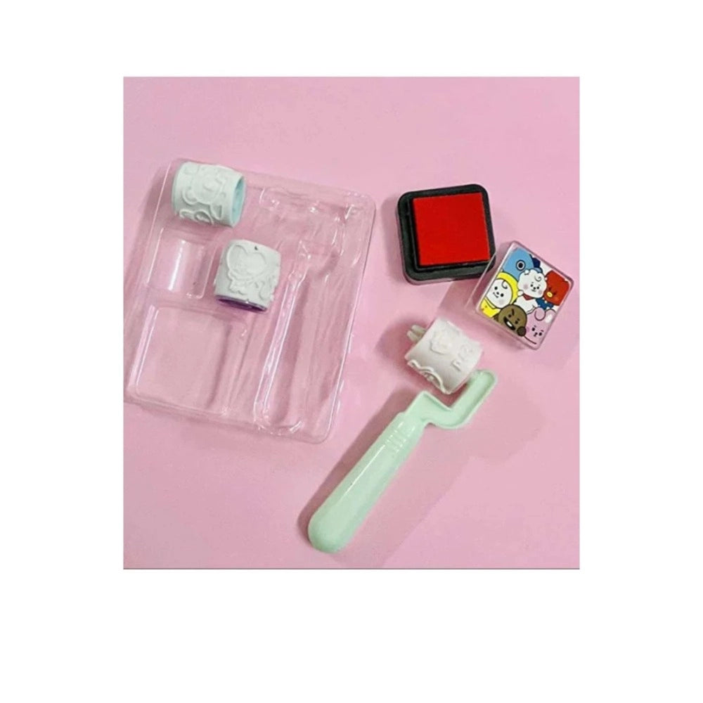 Pack Of_2 Roller Seal Stamp with Ink pad For DIY Kids Handle Rubber Stamp | Plastic | Stationery | 3+ Years Secondary image