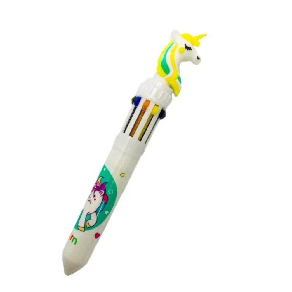 Pack Of_3 Unicorn  Cartoon character 10 in 1 Multicolour Ink Ballpoint Pen | Plastic | Stationery | 3+ Years Main image