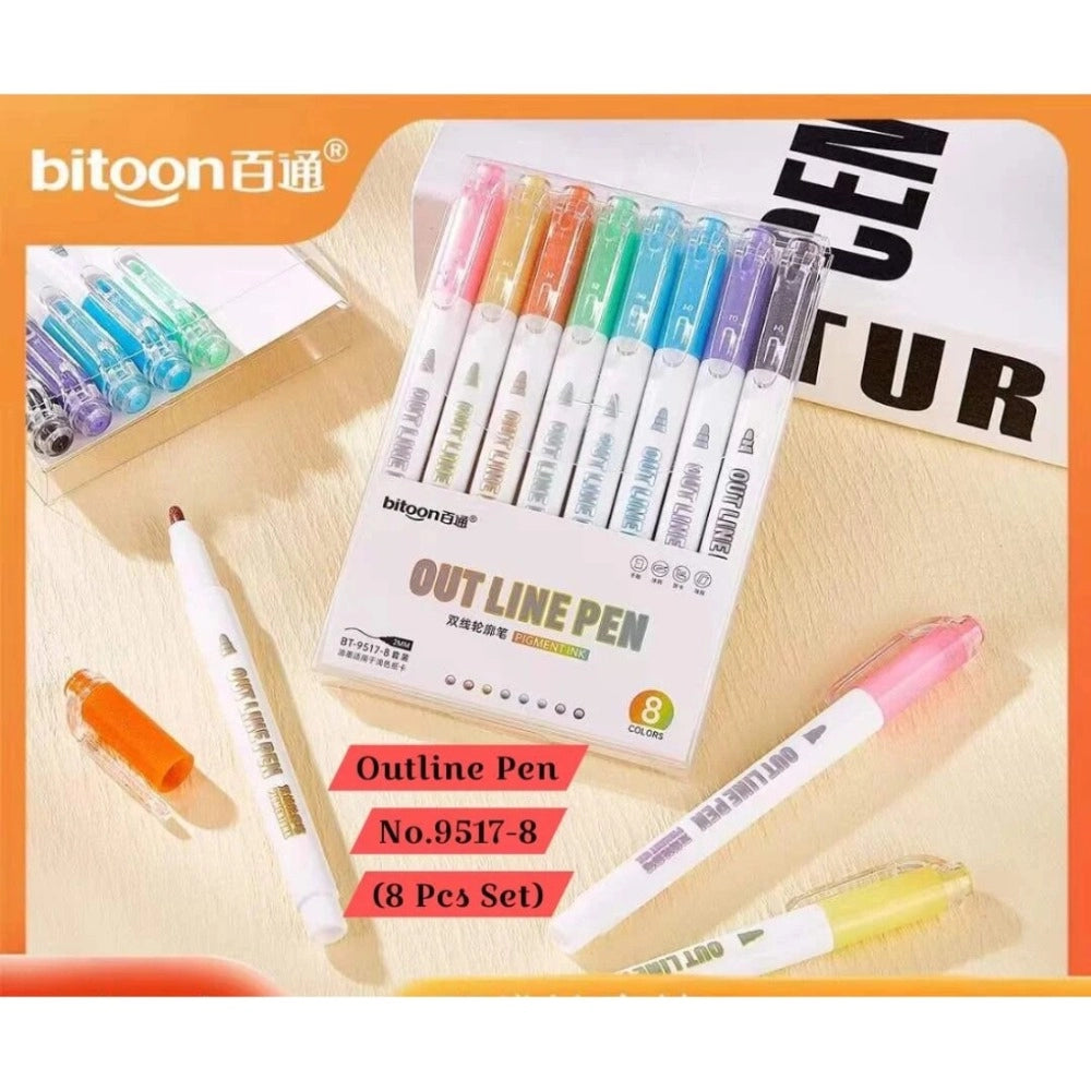 8_PCs Set Outline Pen No.9517-8 | Plastic | Stationery | 5+ Years Main image