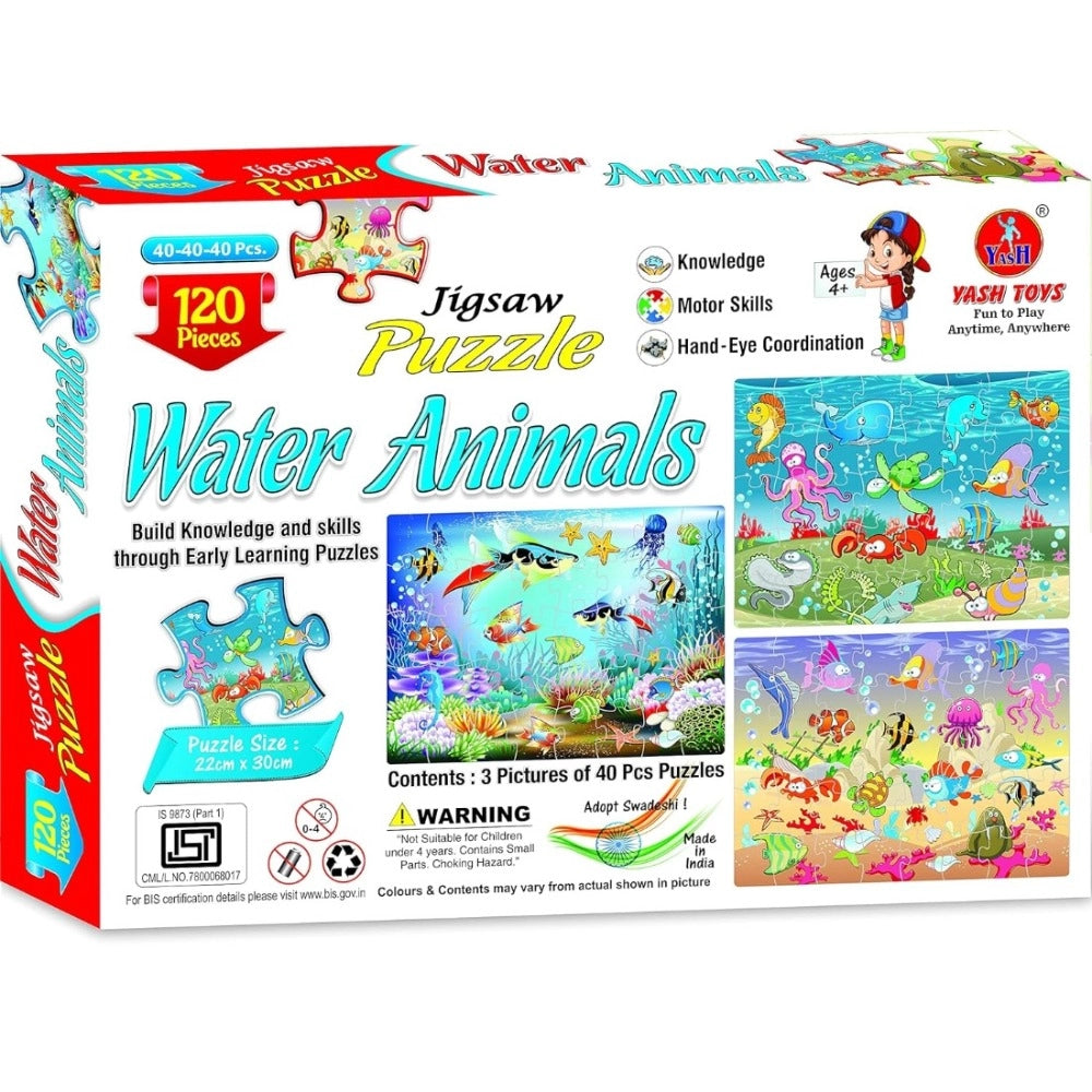 120_Pcs Jigsaw Puzzle Water Animals Set | Cardboard | Educational Toys | 4+ Years Secondary image