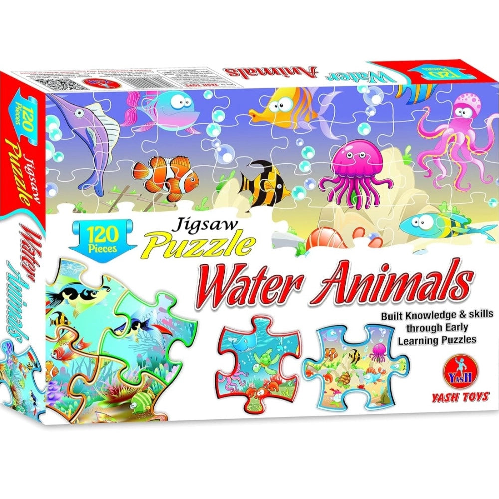 120_Pcs Jigsaw Puzzle Water Animals Set | Cardboard | Educational Toys | 4+ Years Main image