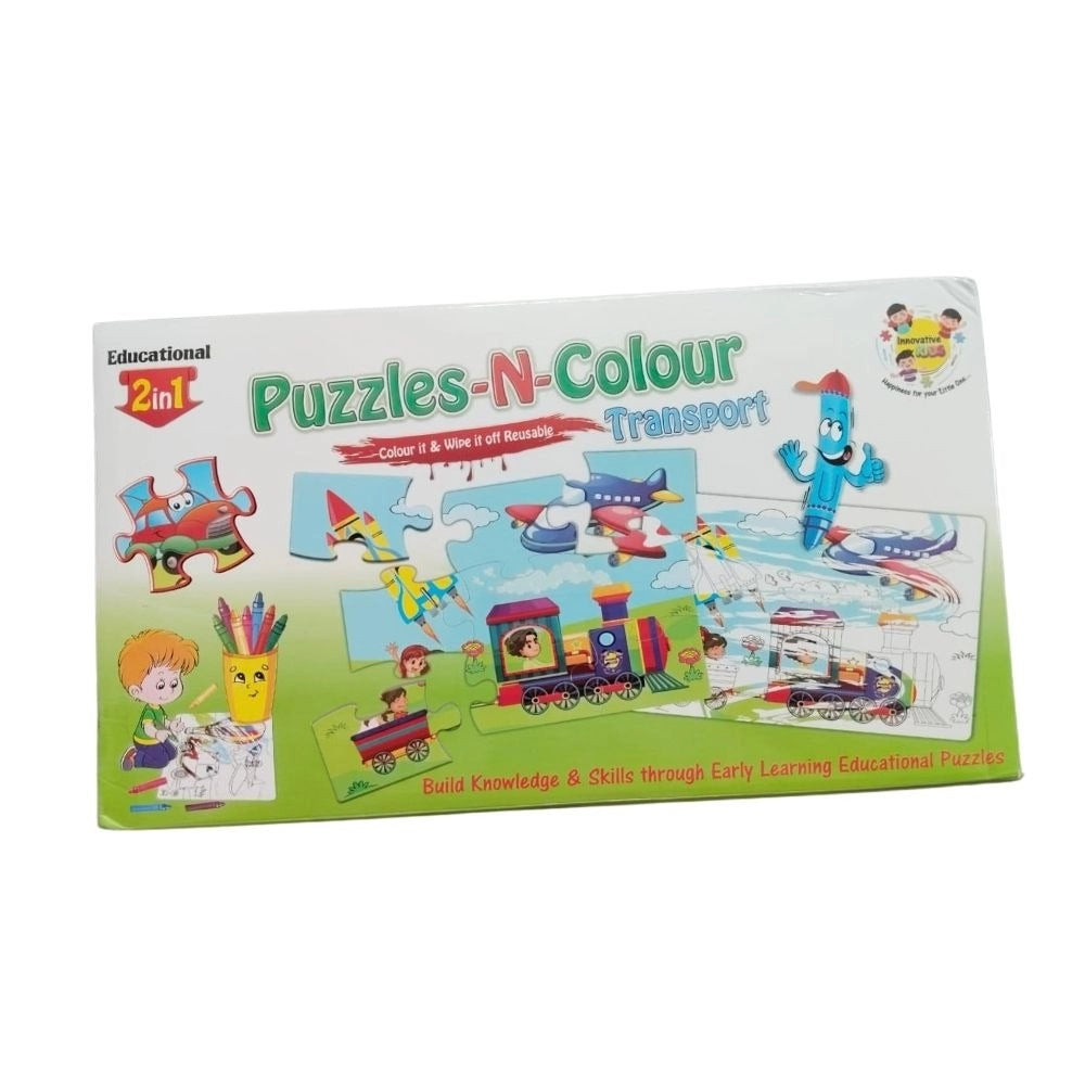 2 In 1 Puzzle &amp; Colors-Transport |   Cardboard  |   Educational Toys| 3+ Years Main image