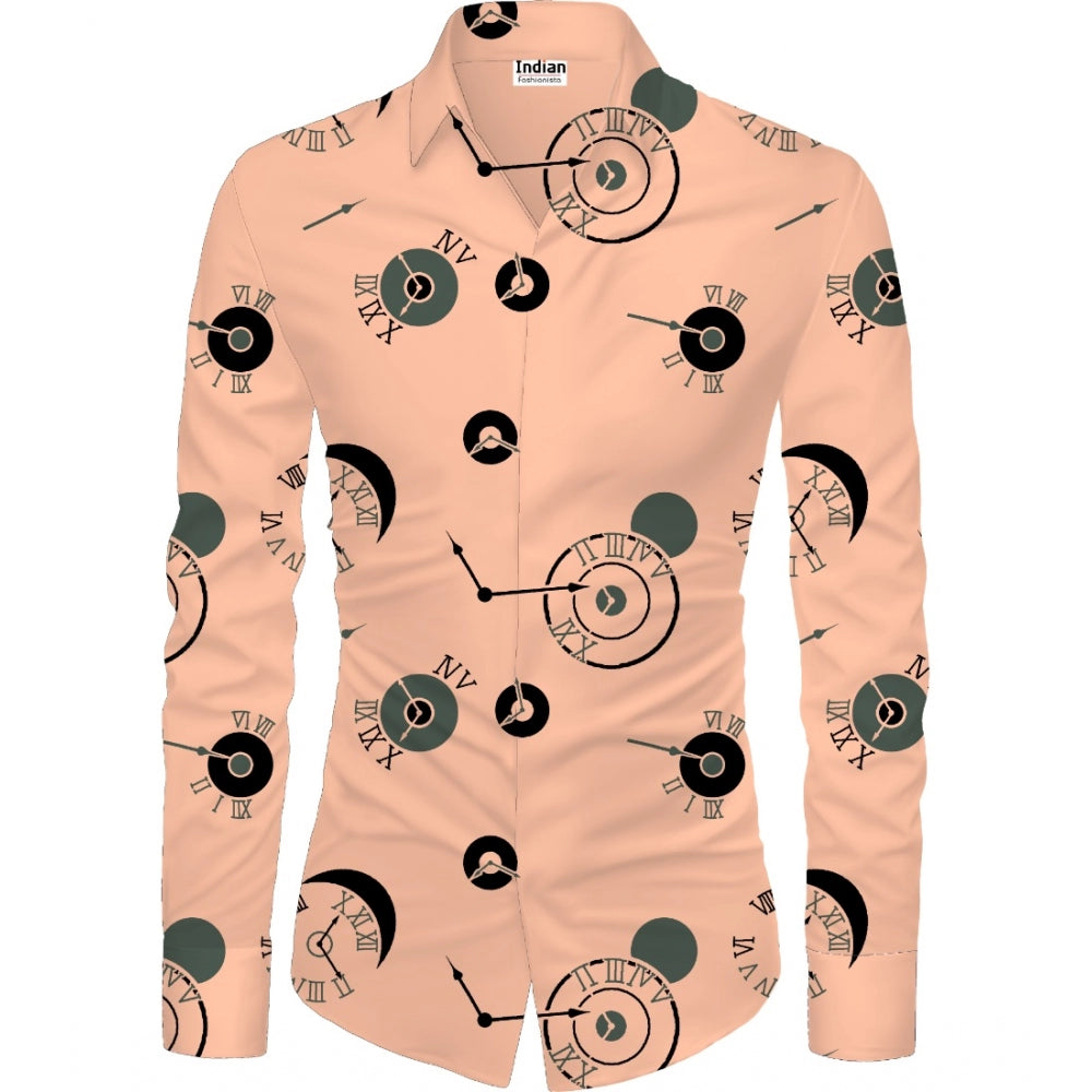 Generic Men's Casual Floral Printed Cotton Blend Unstitched Shirt Fabric 1.6 Mtrs (Orange) Main image