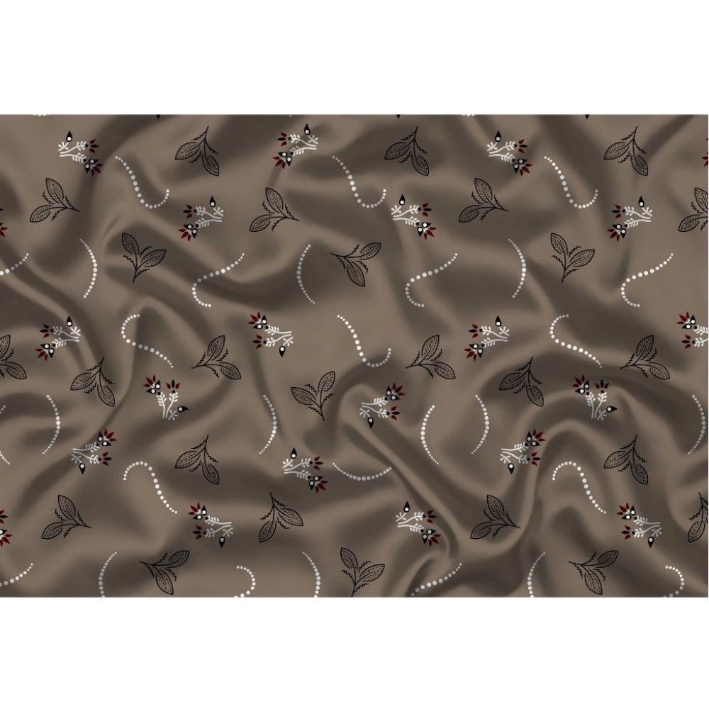 Generic Men's Casual Floral Printed Cotton Blend Unstitched Shirt Fabric 1.6 Mtrs (Brown) Secondary image