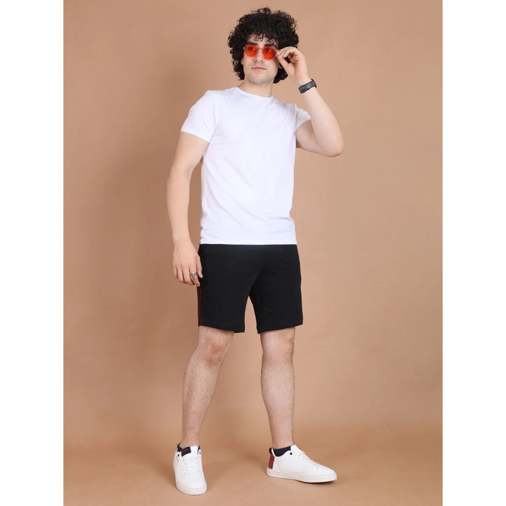 Generic Men's Casual Cotton Striped Above knee Shorts (Black) Secondary image