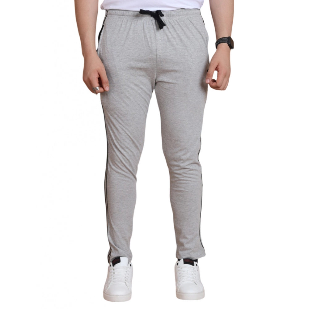 Generic Men's Casual Cotton Striped Full Length Track Pant (Greymelange) Main image
