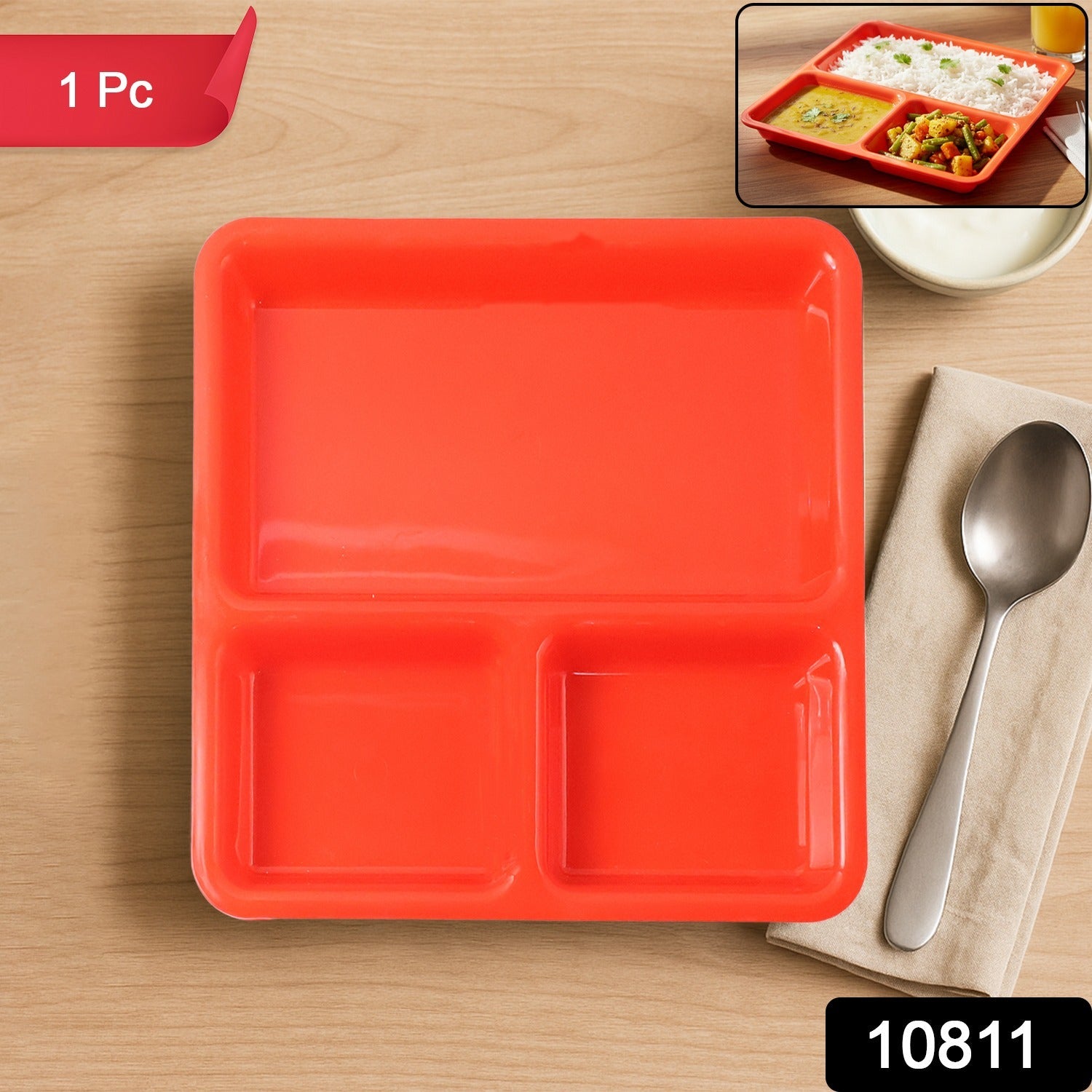 3-Compartment Serving Tray – Mess-Free Meal Organization Secondary image