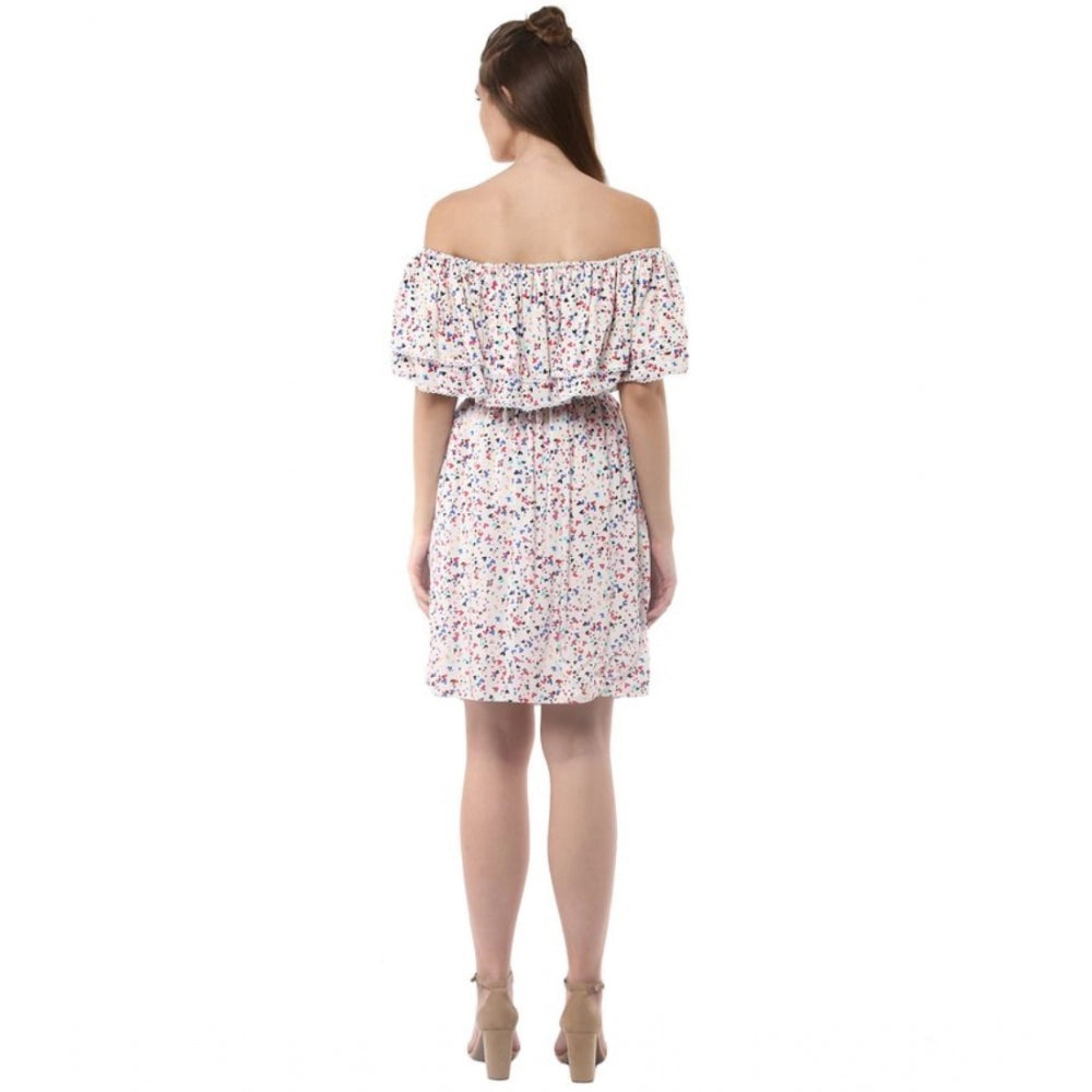 Generic Women's Rayon Floral Half Sleeve Above Knee Dress (Multicolor) Secondary image