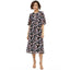 Generic Women's Polyester Chain Print Cap Sleeve Calf-length Dress (Multicolor)