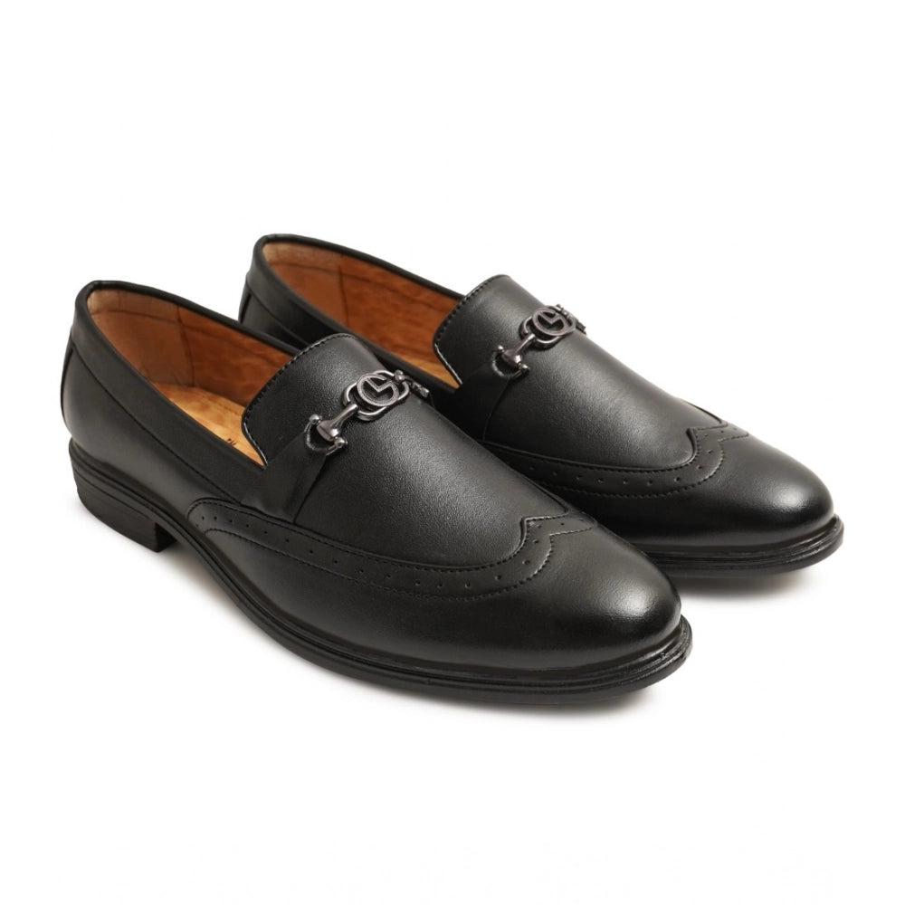 Generic Men's Casual Faux Leather Solid Slip-on Formal Shoes (Black) Main image