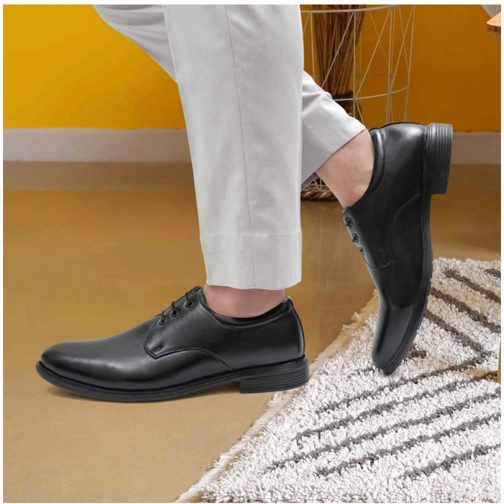 Generic Men's Casual Faux Leather Solid Lace-Up Formal Shoes (Black) Secondary image
