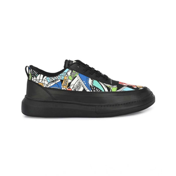 Generic Men's Casual Synthetic Printed Lace-Up Shoes (Black)