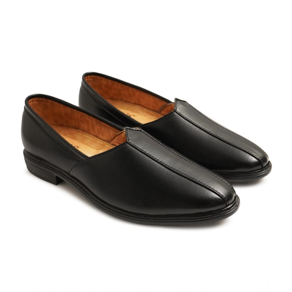 Generic Men's Casual Faux Leather Solid Slip-on Formal Shoes (Black) Secondary image