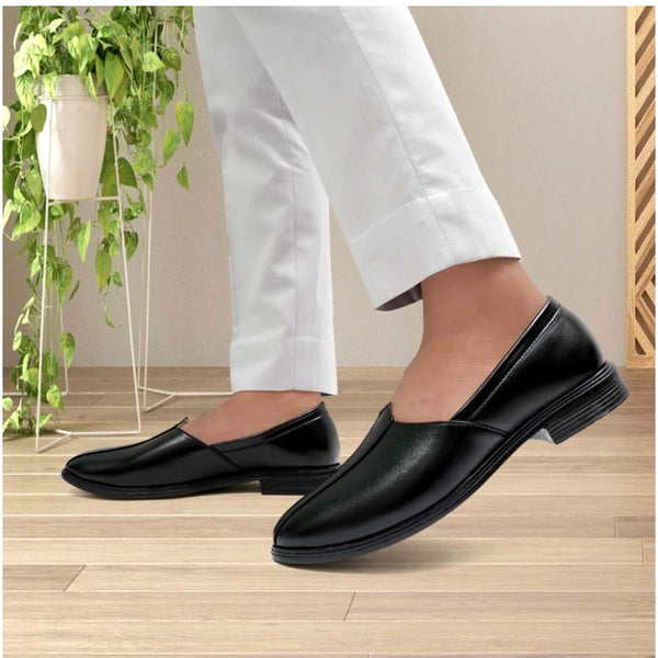 Generic Men's Casual Faux Leather Solid Slip-on Formal Shoes (Black)