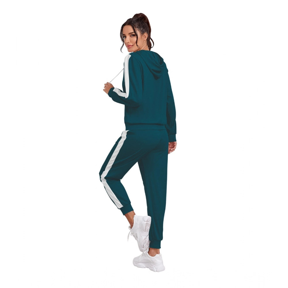 Generic Women's Knitting stretchable Solid Hooded Neck Full Sleeve Track Suit (Morpich) Secondary image