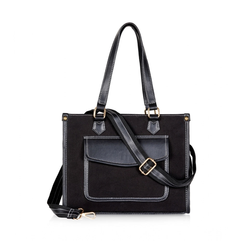 Generic Women's Canvas Medium Top handle Satchel Zipper Handbag (Black) Main image