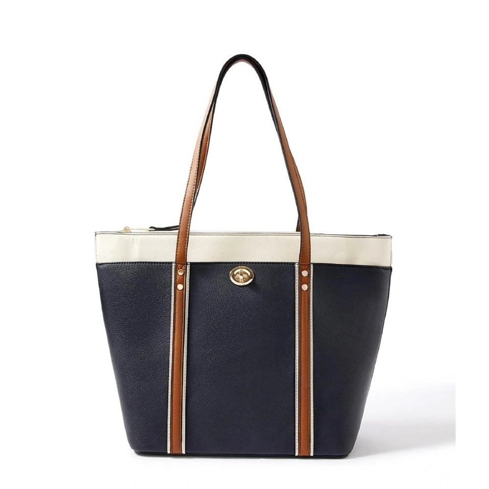 Generic Women's Faux Leather Large Shoulder Zipper Handbag (Dark Blue) Main image