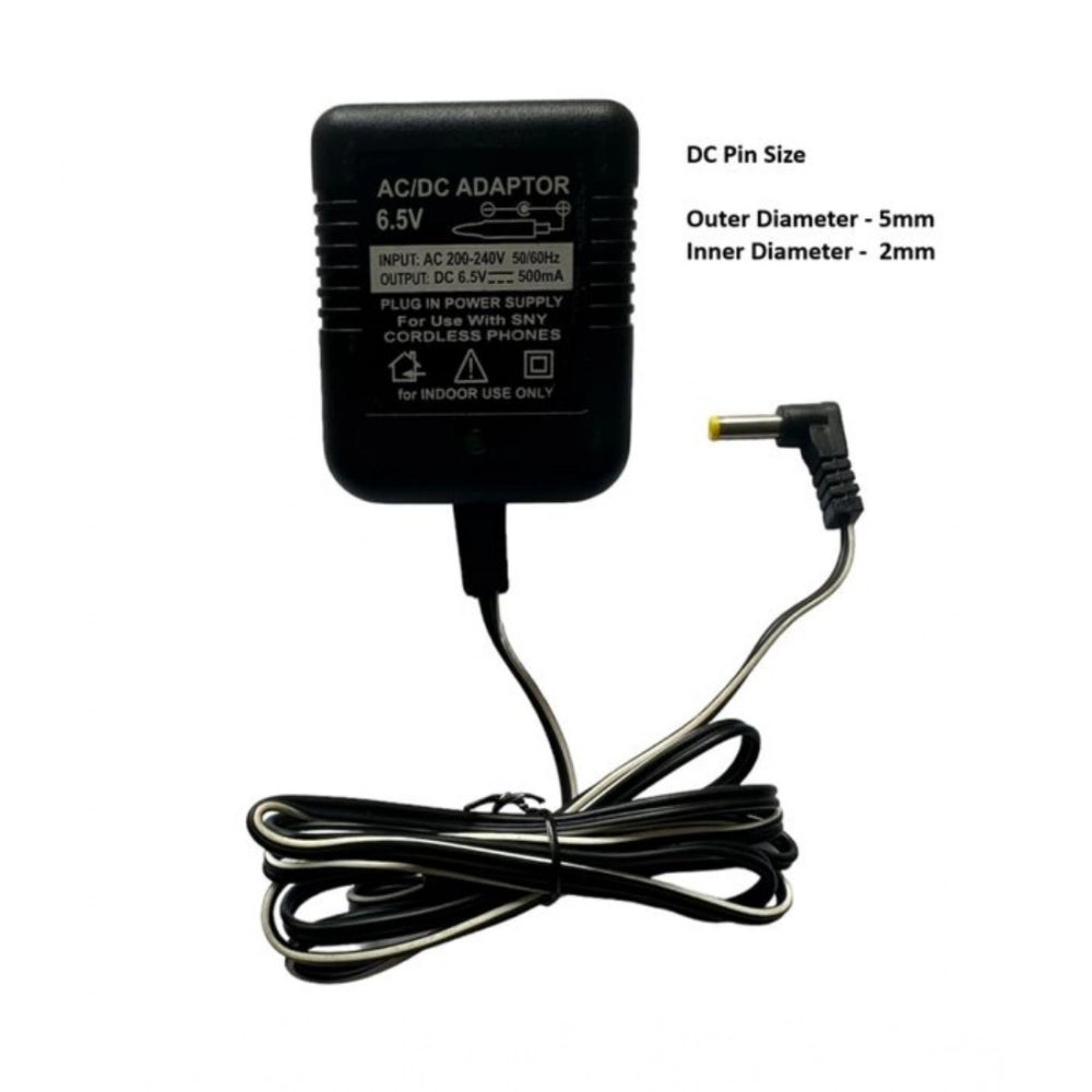 Generic 6.5V 500mA DC Power Adapter Power Supply AC Input 200-240 V for Toys- Cordless Phones- FM Radio- Other Electronic - IT Gadgets (Black) Secondary image