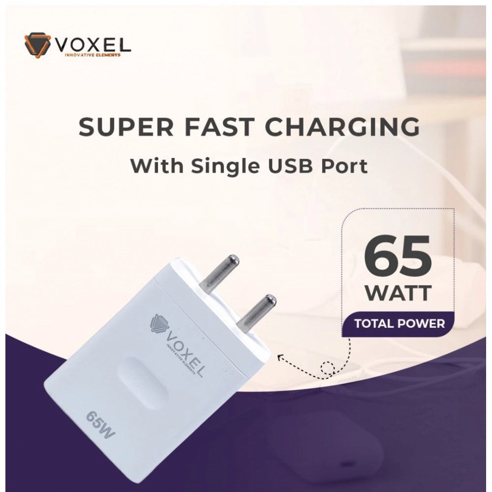Generic VOXEL 65 Watt Usb Fast Charger AB Plastic (White) Secondary image