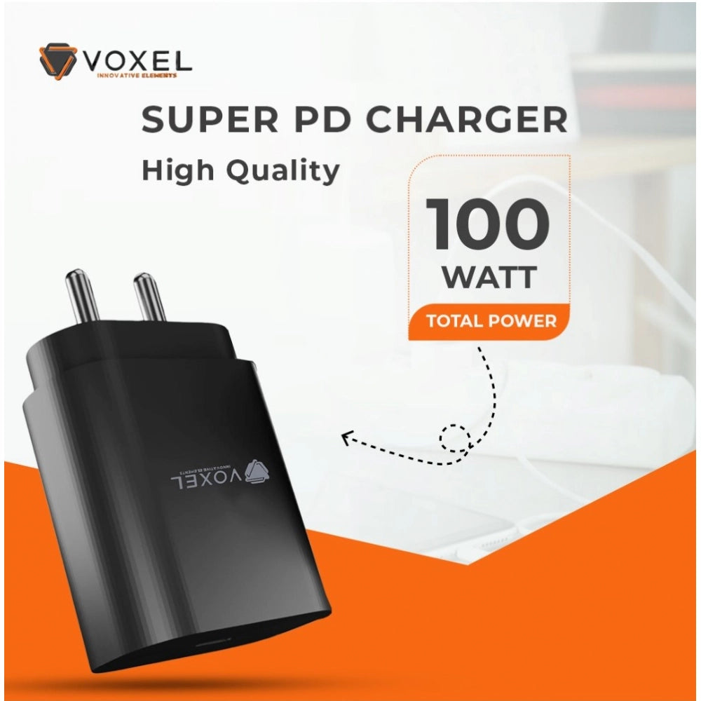 Generic VOXEL 100 Watt ' C ' Port PD Fast Charger AB Plastic (Black) Secondary image