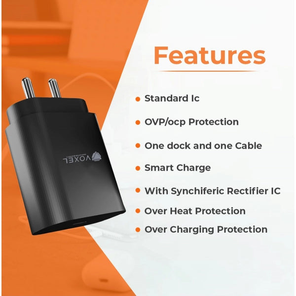 Generic VOXEL 100 Watt ' C ' Port PD Fast Charger AB Plastic (Black)