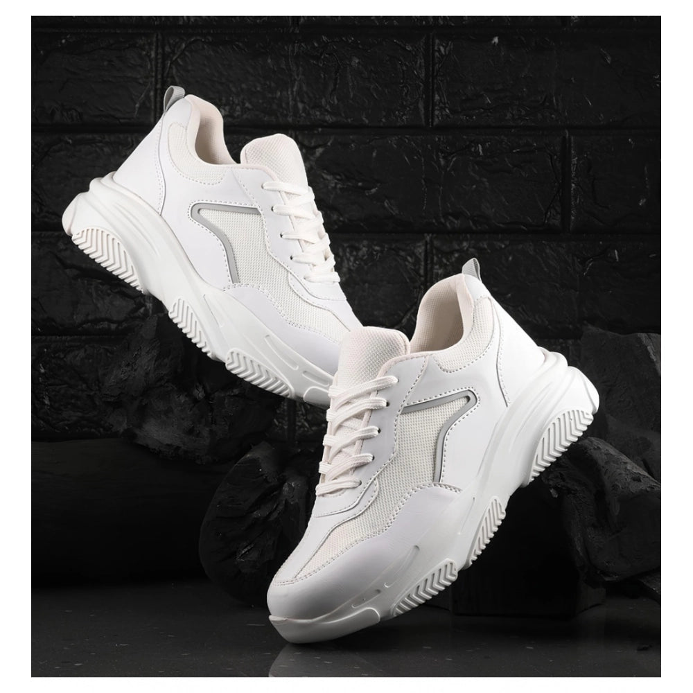 Generic Women's Casual Mesh Printed Lace-Ups Shoes (White)