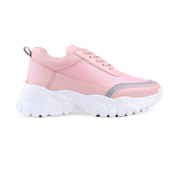 Generic Women's Casual Mesh Printed Lace-Ups Shoes (Pink)