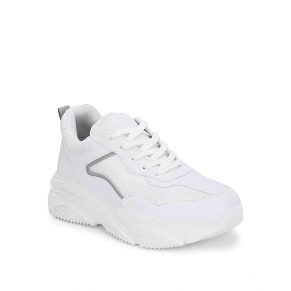 Generic Women's Casual Mesh Printed Lace-Ups Shoes (White)