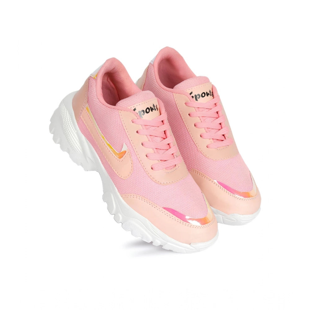 Generic Women's Casual Mesh Printed Lace-Ups Shoes (Pink) Main image