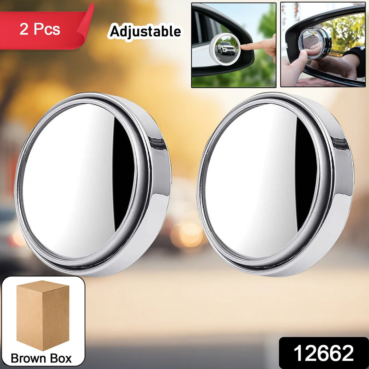 Car side mirror with attached blind spot mirror for safety Main image