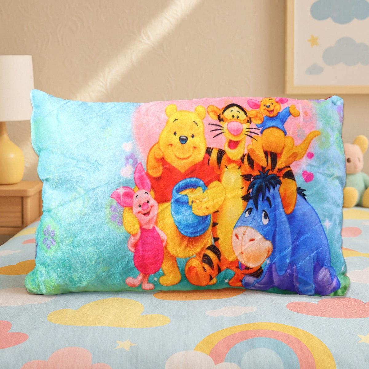 Kids plush pillow with colorful cartoon character design 40x25 cm Main image