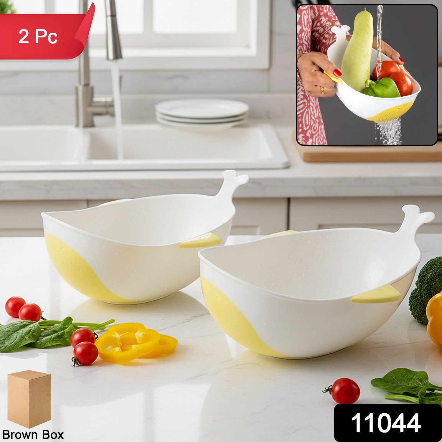 Rice Washing Bowl & Strainer 2 Pc – Multipurpose Kitchen Tool Secondary image