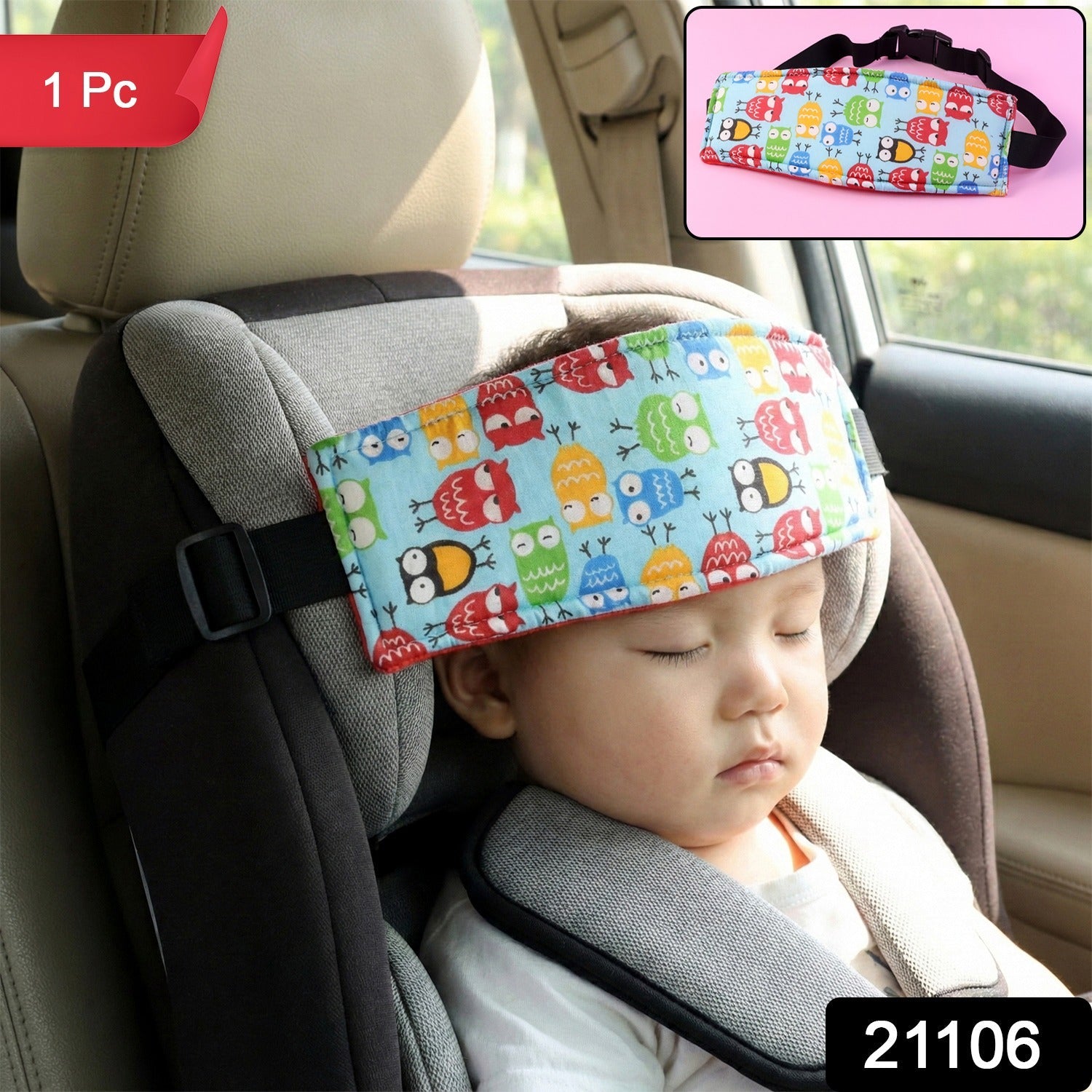 Baby Car Seat Head Support Strap – Adjustable Padded Comfort Secondary image