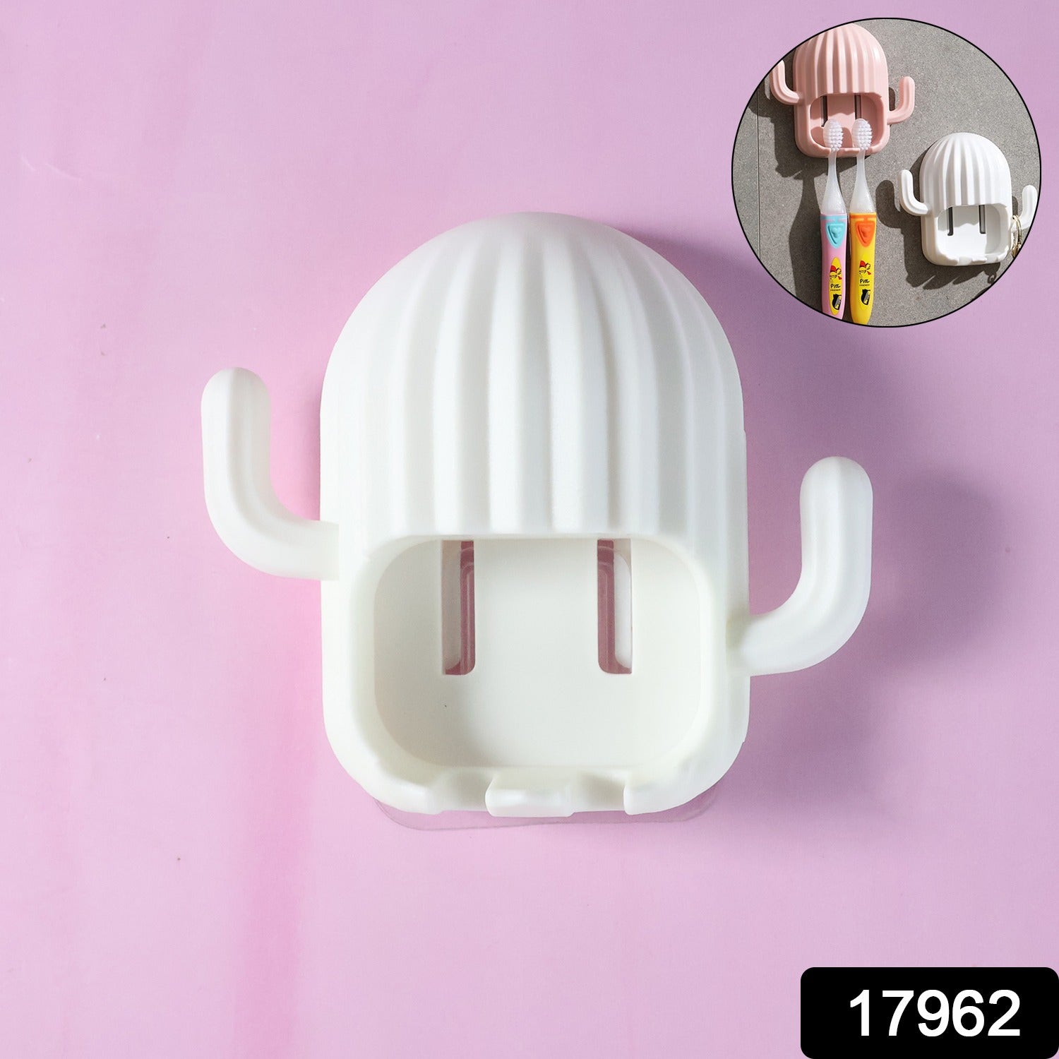 Cactus Toothbrush Holder – Wall Mounted with Dust-Proof Cover Secondary image