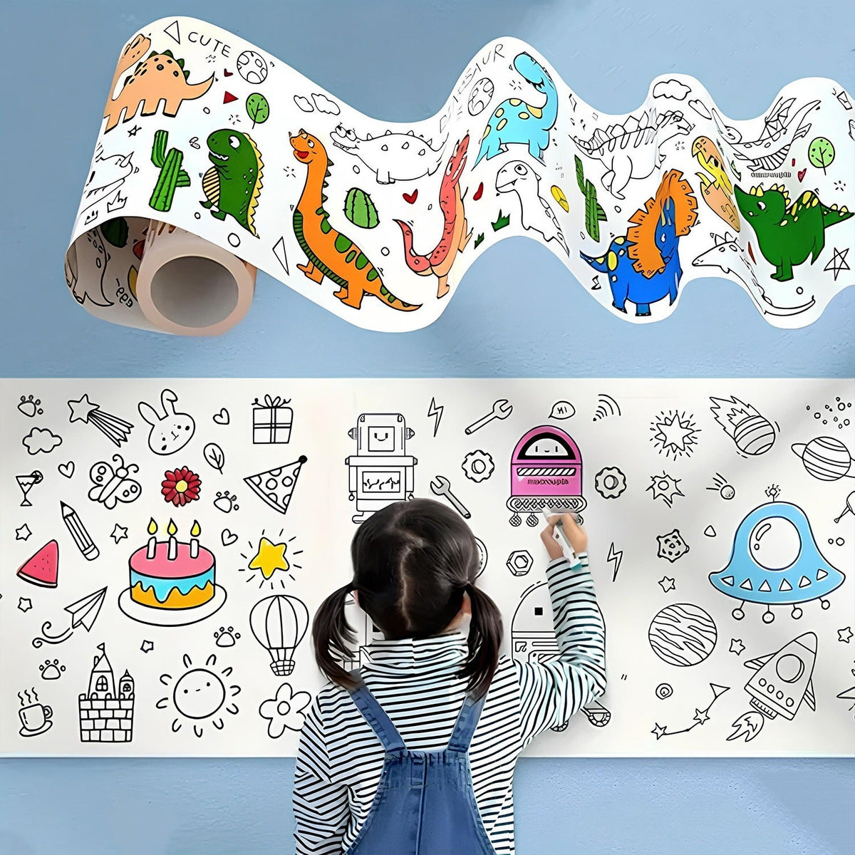 Educational coloring roll featuring ocean theme marine animals for kids Main image