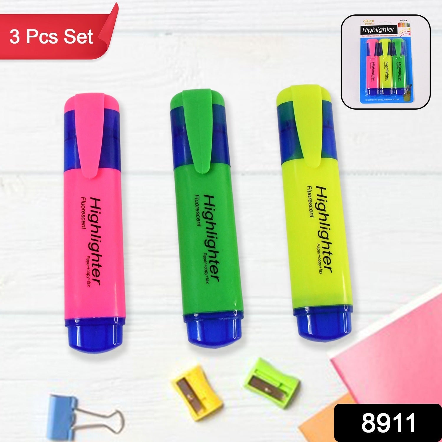 Assorted Color Highlighter Pens – Water-Based Broad Tip Set Secondary image