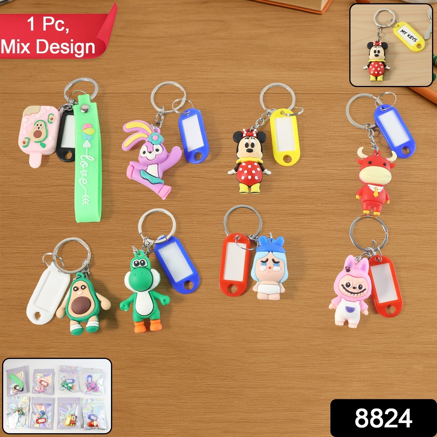 Cartoon Character Keychain with Name Tag – Cute & Practical Accessory Secondary image