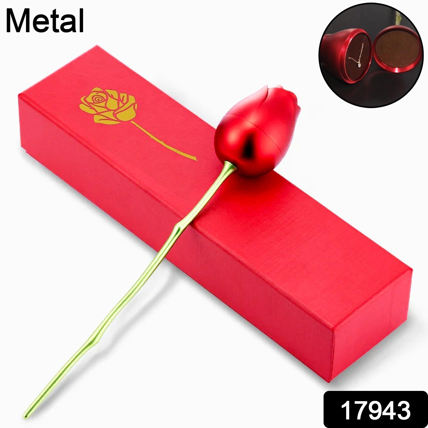 Red Rose Jewelry Box – Romantic Metal Gift | Glimmerly Secondary image