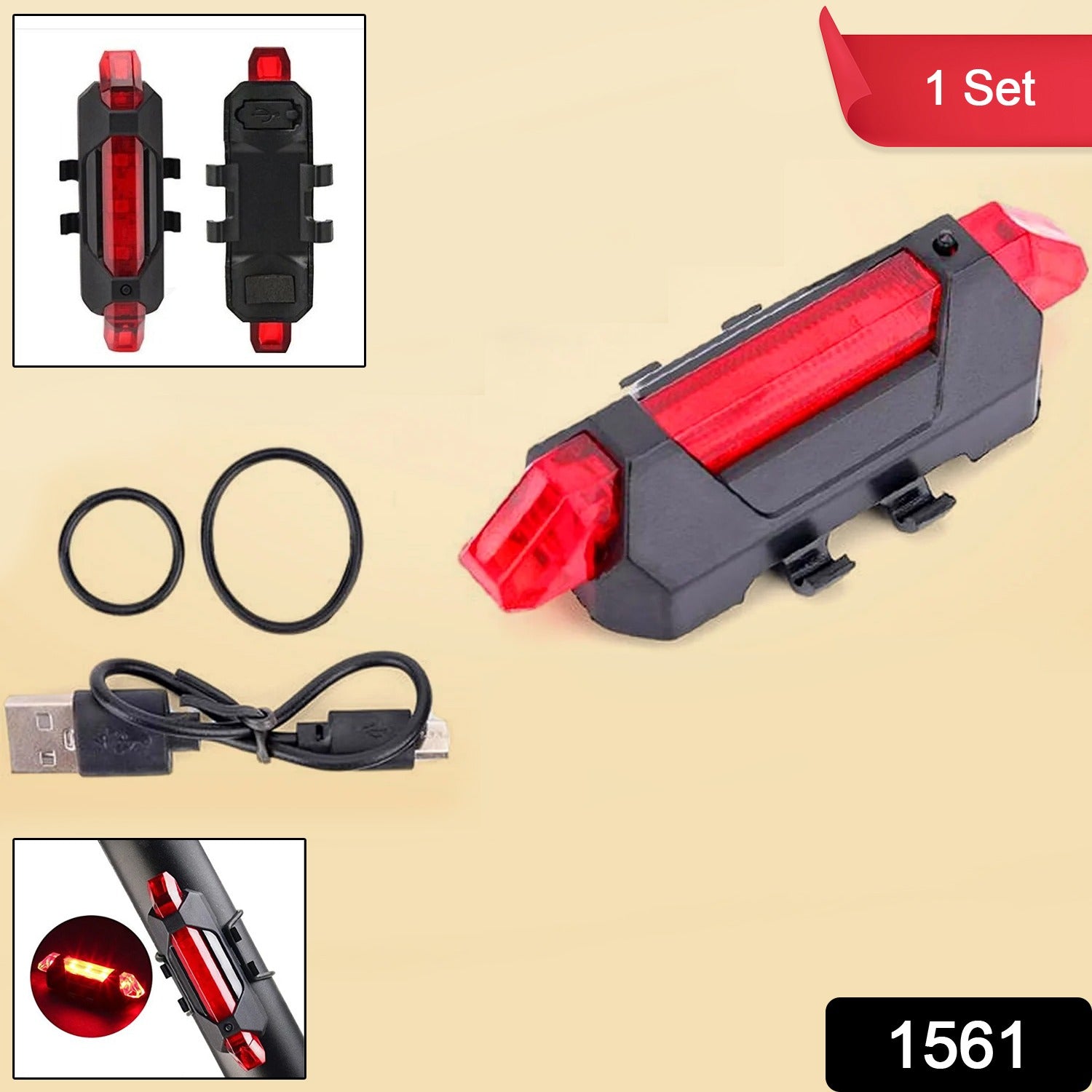 Bicycle LED Tail Light – USB Rechargeable High Visibility Safety Light Secondary image