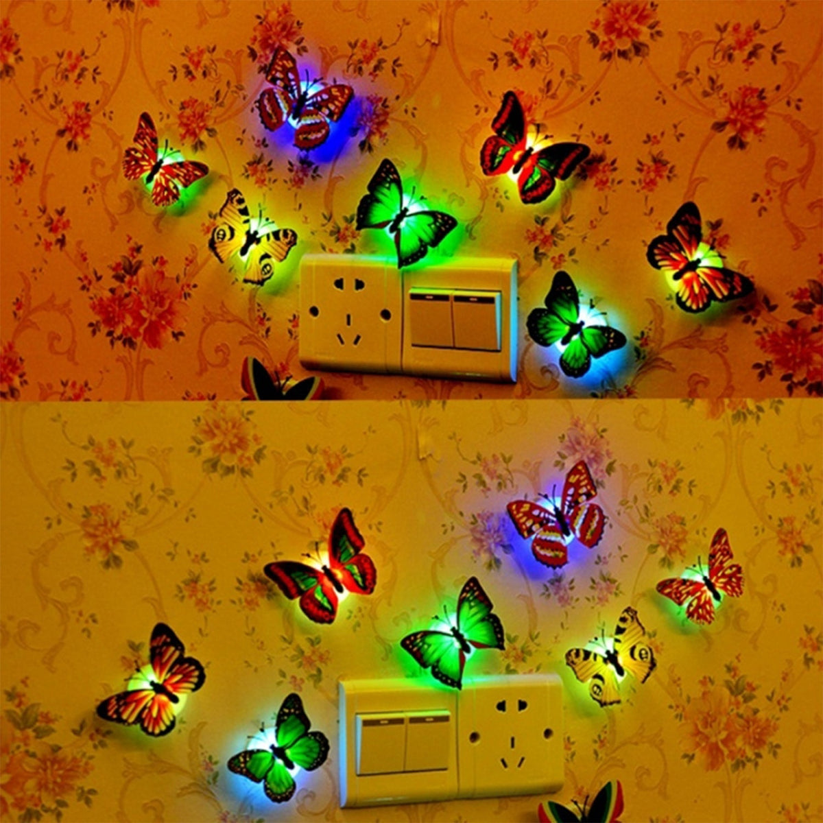 Butterfly 3D Illusion Night Lamp emitting a soft multicolor LED light effect Main image