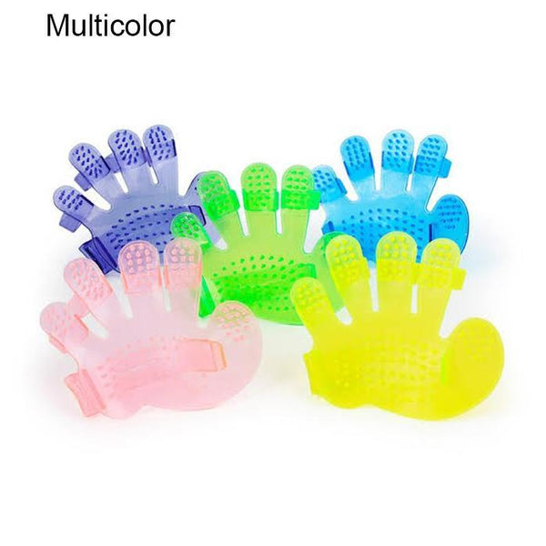 Eco-friendly pet grooming glove in close-up
