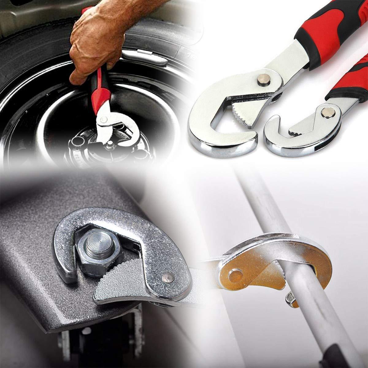 BoltForce universal adjustable wrench gripping a pipe for plumbing repair. Main image