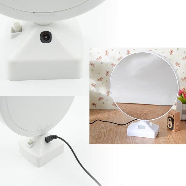 Close-up of the LED Magic Mirror Photo Frame in mirror mode, ready for makeup.