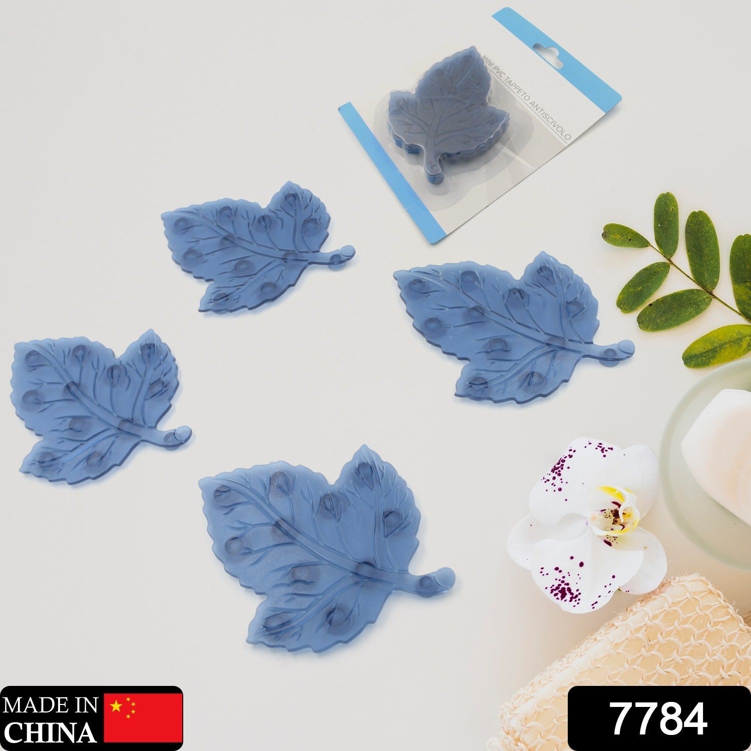 Baby Anti-Slip Bath Mat – Leaf Shaped PVC 4 Pc Set | CrystalWash Secondary image