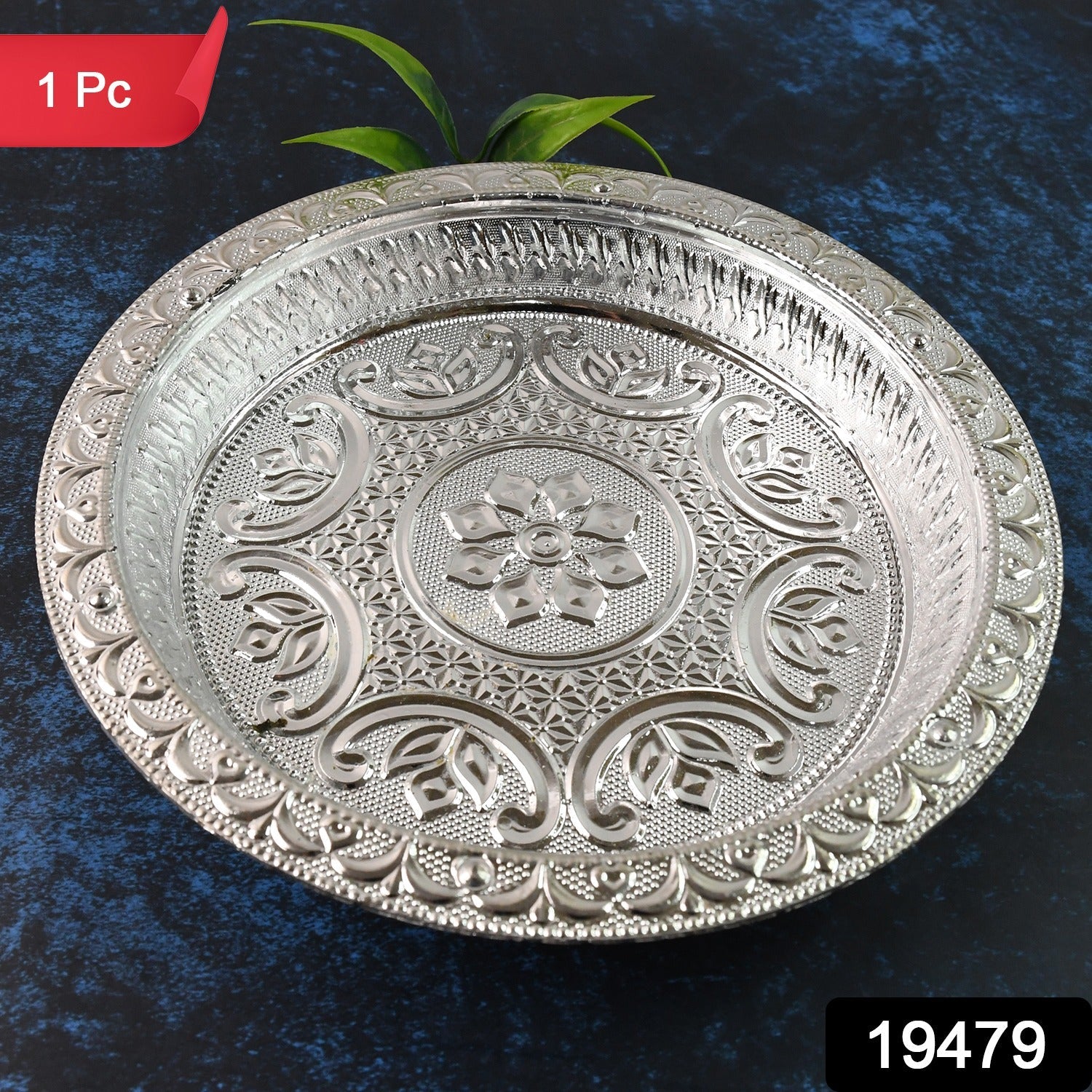 Silver Finish Plastic Pooja Thali – Lightweight & Durable Secondary image