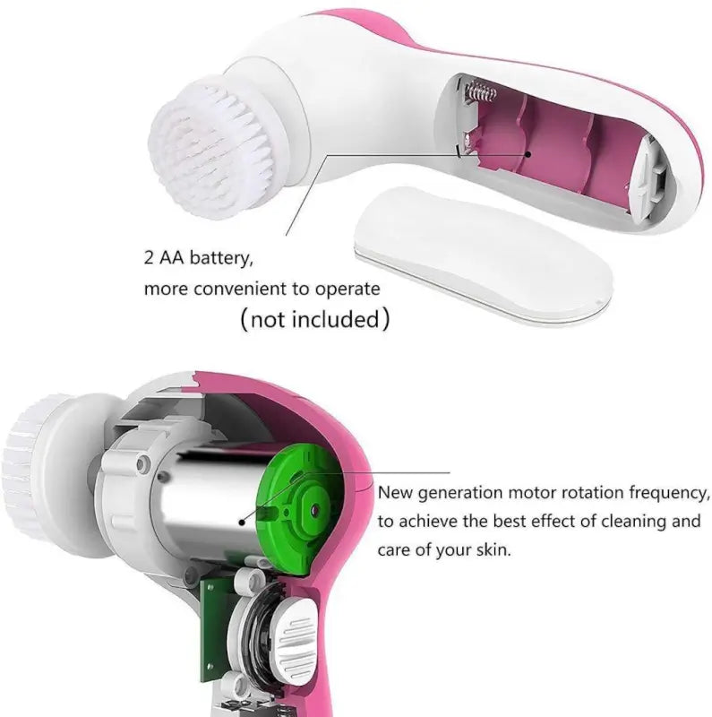 5 in 1 Facial Beauty Care Massager Brush – Electric Face Cleansing & Massage Tool with Interchangeable Heads