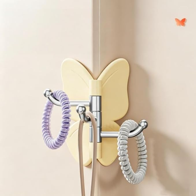 270° Rotating Butterfly Wall Hooks Self Adhesive(Pack of 4) Secondary image