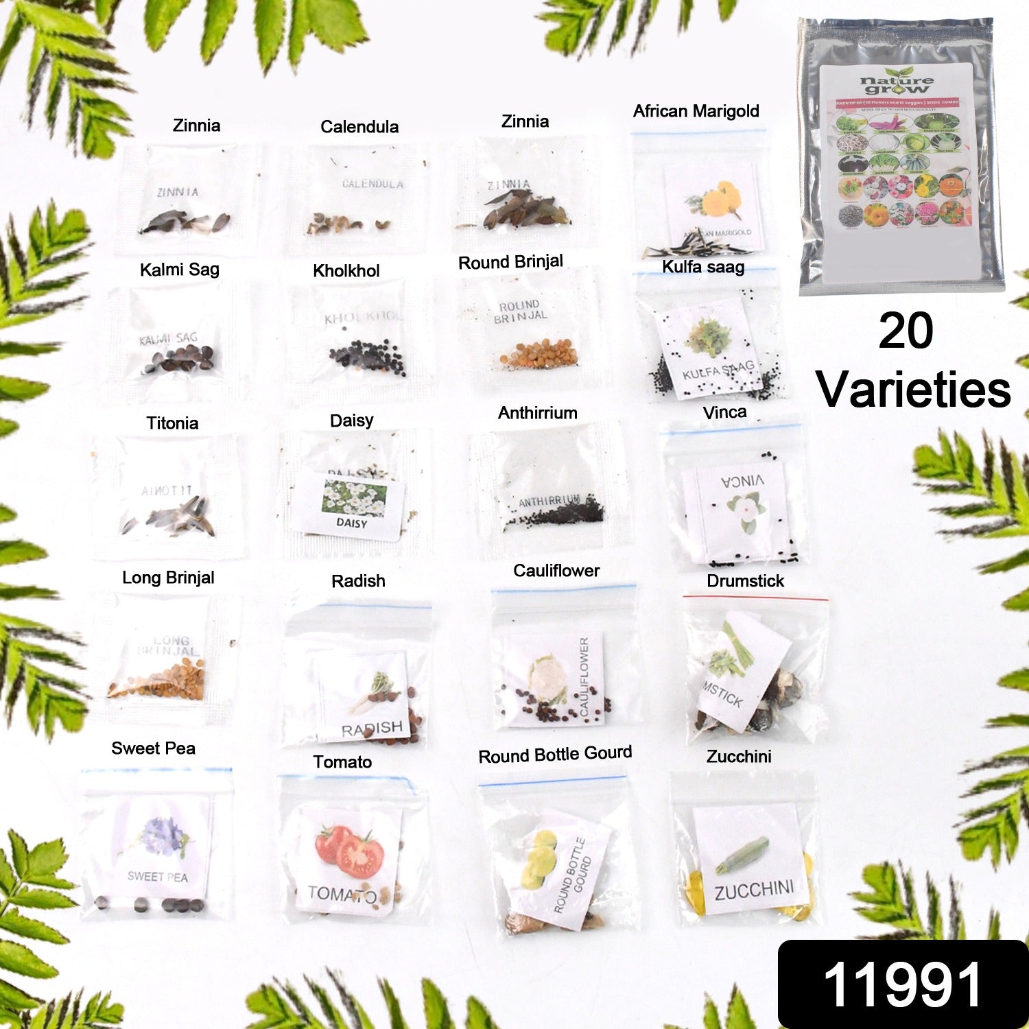 Vegetable & Flower Seeds Combo – 20 Varieties for Home Garden Secondary image