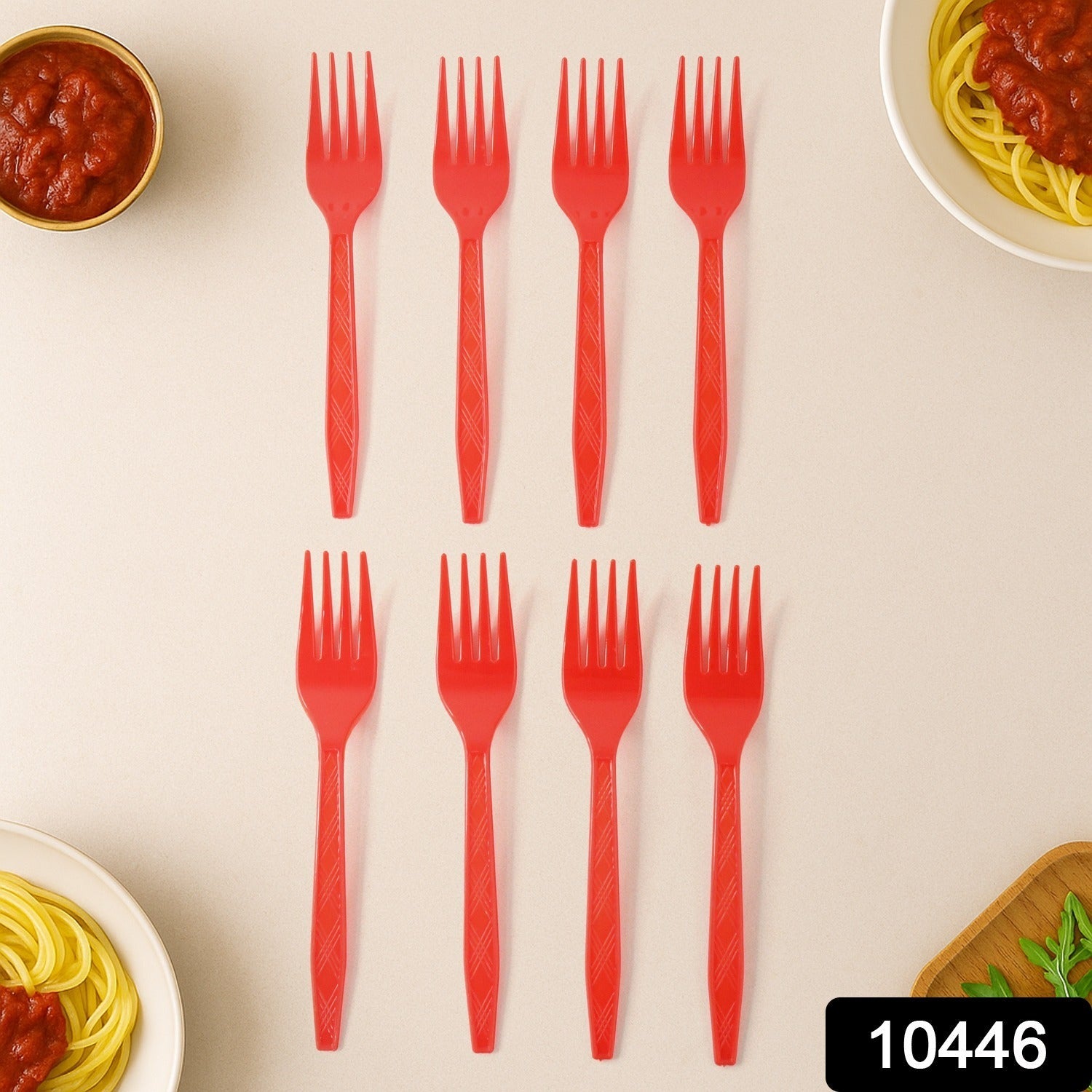 Red Disposable Plastic Forks – Durable & Reusable 8 Pack Secondary image